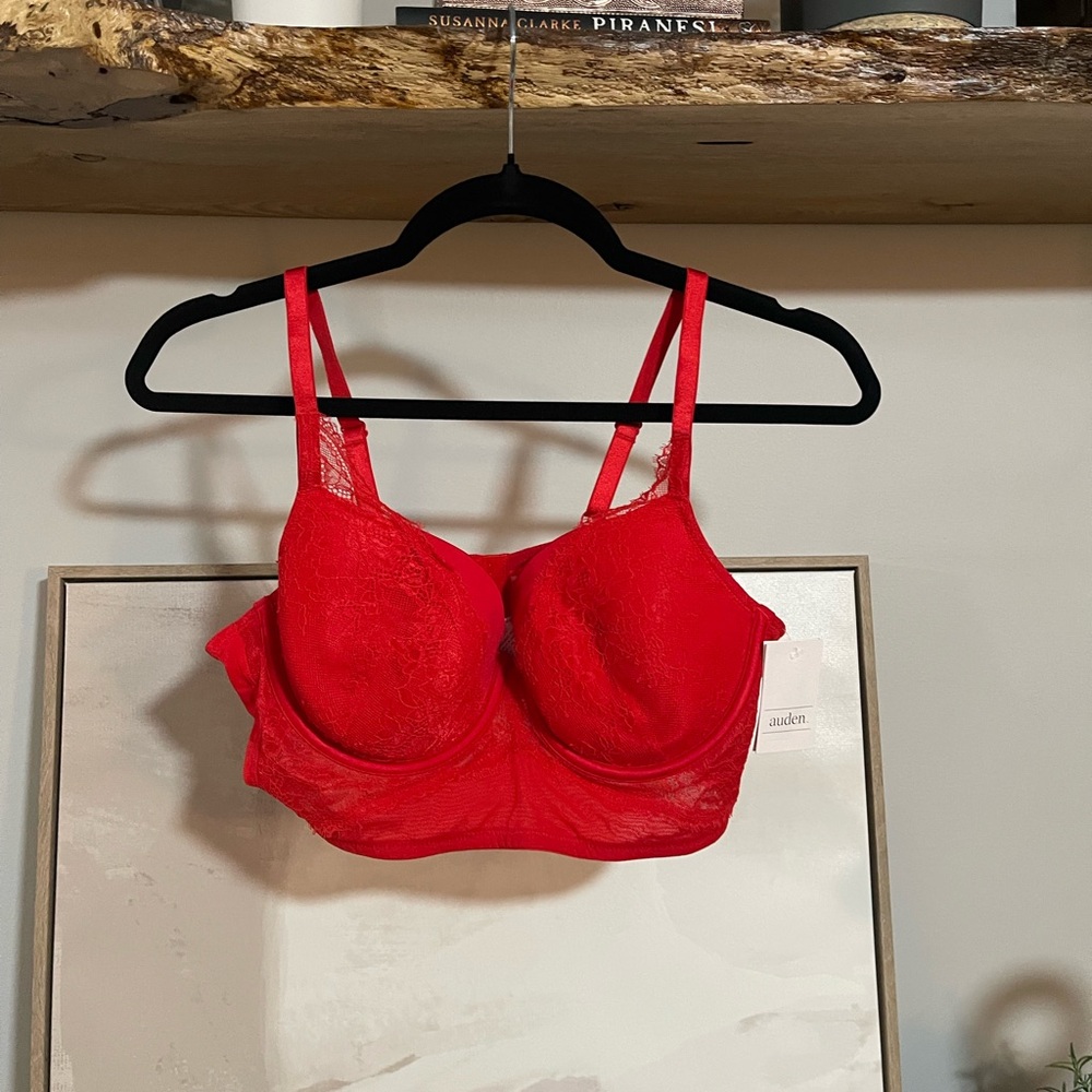 NWT Auden Vibrant Red Lace Bra